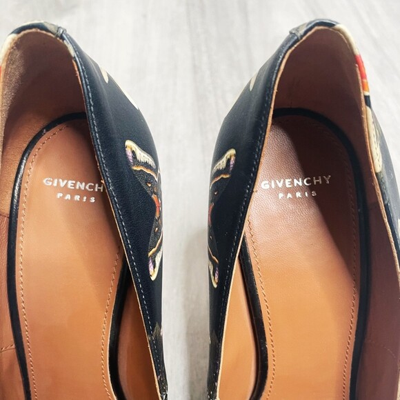 Givenchy Black Floral Leather Point Toe Heels - Picture 3 of 10